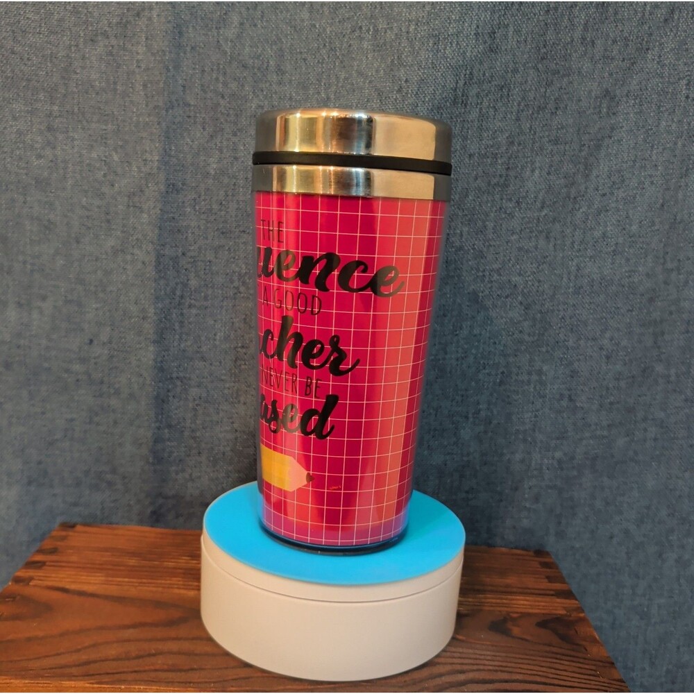Teacher Appreciation Travel Tumbler 20oz Pink Hot Cold Cup with Lid - Picture 7 of 16